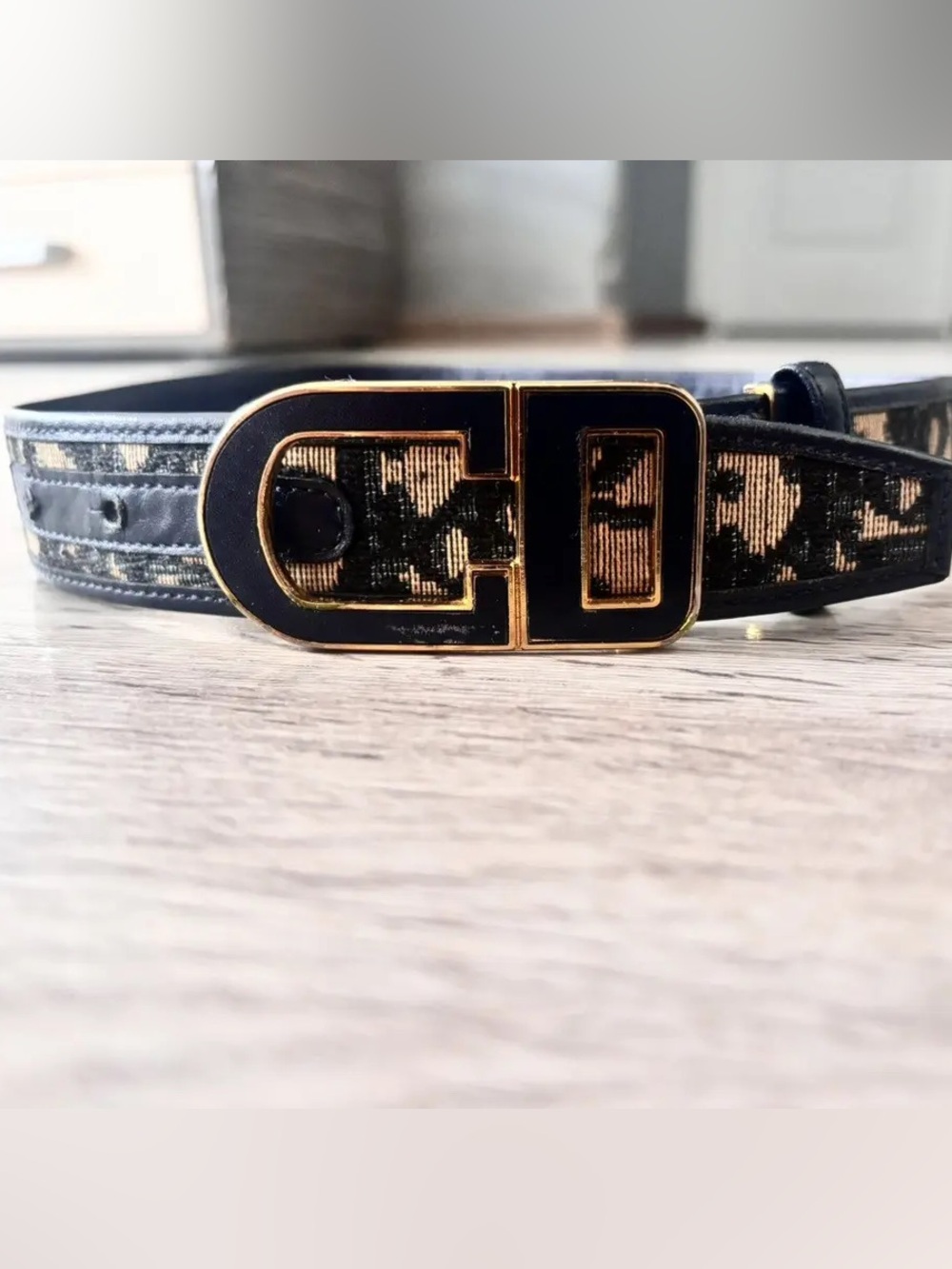 Dior Trotter Leather Belt With Pattern